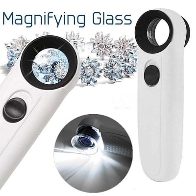 Picture of Portable HD Magnifier with LED Light Handheld Identification Jewelry Jade Magnifier - White