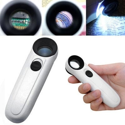Picture of 2LED Light Handheld Magnifier Reading Magnifying Glass Sale - White