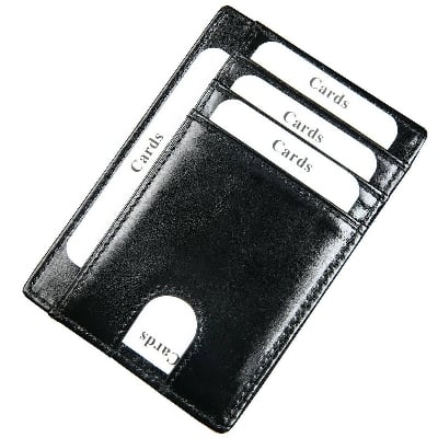 Picture of Slim Minimalist Luxury Genuine Leather Card Holder - Black