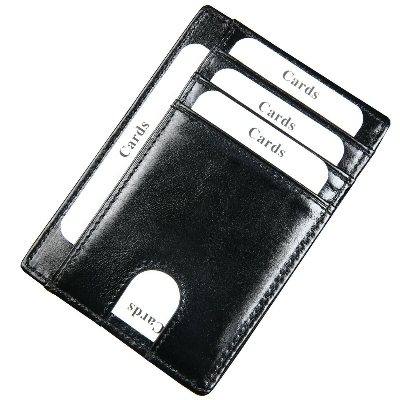 Picture of Slim Minimalist Luxury Genuine Leather Card Holder - Black