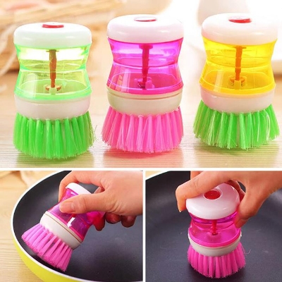Picture of Kitchen Plastic Scrubber Liquid Soap Dispensing Cleaner Palm