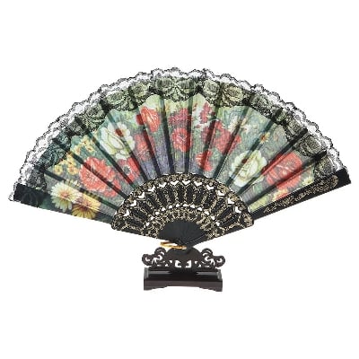 Picture of Wedding Party Lace Folding Fan Hand Held Flower Fans gift-1pcs