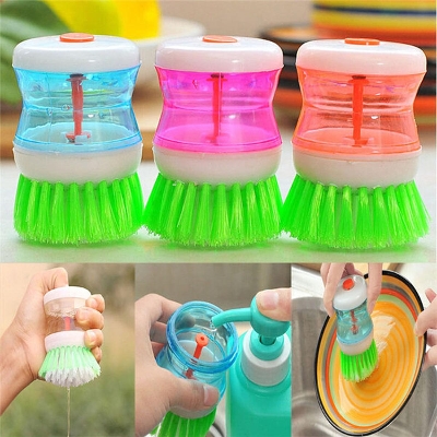 Picture of 3 pcs Kitchen Washing Pot Dish Brush With Washing Up Liquid Soap