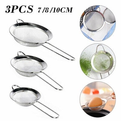 Picture of 3 Pcs Stainless Steel Mesh Tea Strainer Infuser Filter Kitchen Accessory Tools - Silver
