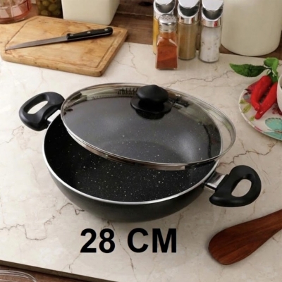 Picture of Prestiege INDUCTION Karai with Glass Cover 22-30 CM (MULTIPALE COLOR) (Grey28)