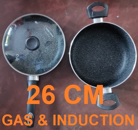 Picture of Prestiege Deluxe Granite (Set of 3 Pieces Sos Pan & Fry pan with 1 Lid) Induction Bottom (Multicolor26)