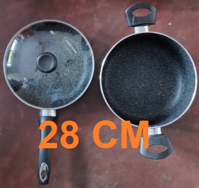 Picture of Prestiege Deluxe Granite (Set of 3 Pieces Sos Pan & Fry pan with 1 Lid) Induction Bottom (Multicolor28)