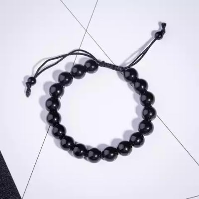 Picture of LAVA & matte Stone Bead Bracelet for Men Women - Black