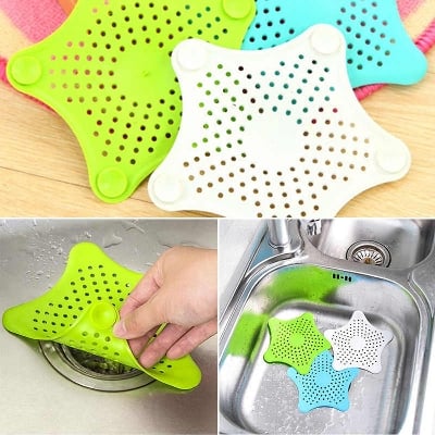 Picture of Star Design Silicone Rubber Kitchen & Bathroom Sink Filter Colander Strainer For Waste Stopper Hair Catcher (Random Colours)-4Pcs