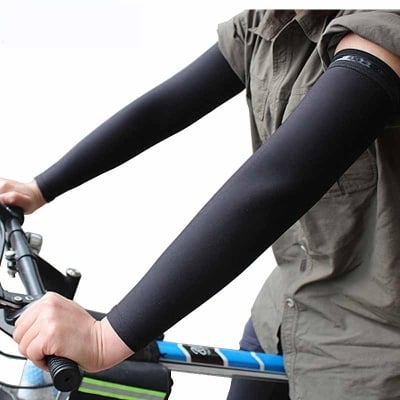 Picture of Cycling, Running,Golf, Driving,Basketball, Football & Outdoor Activities Tattoos Arm Warmer - Black