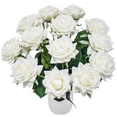 Picture of Artificial Flower Rose Bouquet Home Decoration Flower No Vase - White