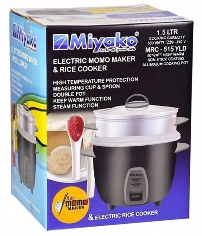 Picture of Miyako Rice Cooker Plus Momo Maker MRC-515 YLD 1.5 Liter DOUBLE POT Multicolor