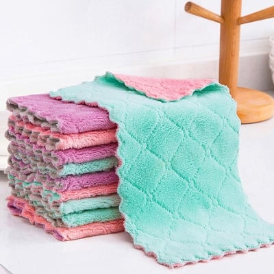 Picture of Assorted Color Microfiber Dish Towels,Soft in Water,Scratch Free, Super Absorbent and Lint Free Kitchen Towels- 2PCS