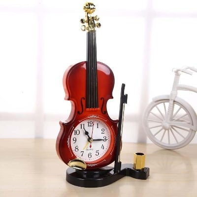 Picture of Alarm Clock Violin Shaped power Operated Bedside Alarm Clock