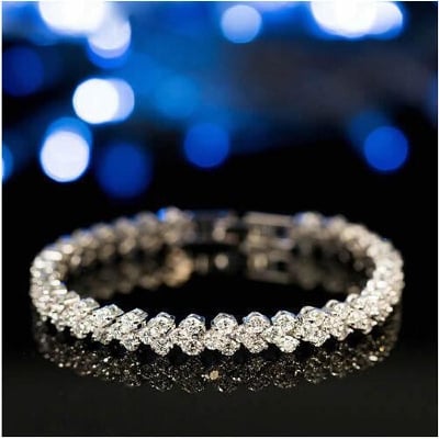 Picture of Fashion Women Jewelry Women Crystal Zircon Roman Bracelet(Null) - Silver