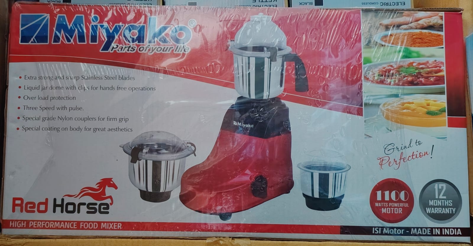 Picture of Miyako 3 IN 1 Blender & Mixer Grinder | Red Horse | 1000 Watt | Made in India 