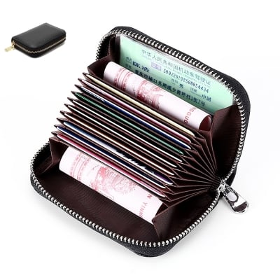 Picture of One Zipper Around Latest Block Security Travel Mini Wallet/Purse - Black