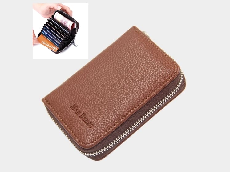 Picture of Small Zip Multifunction multi card Wallet - Brown