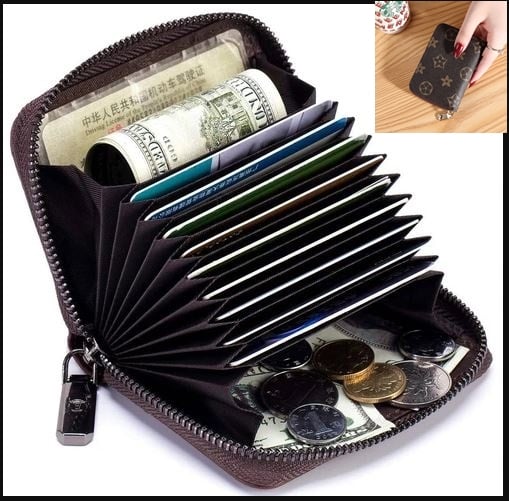 Picture of Multifunctional Slim PU Leather Purse Wallets Business Credit Card Holder for Men - Chocolate