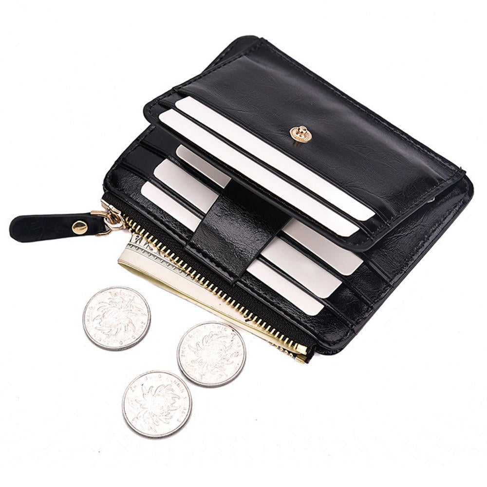 Picture of Slim Zipper pocket wallet with 8 Card holder Slots - Black
