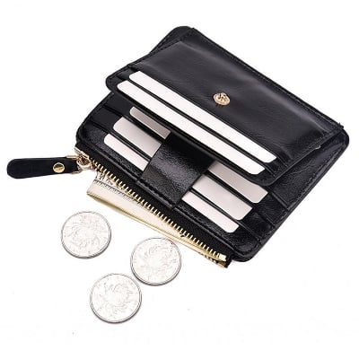 Picture of Slim Zipper pocket wallet with 8 Card holder Slots - Black