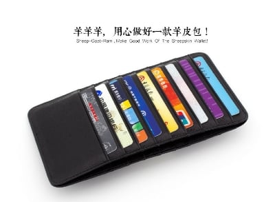 Picture of Black Leather Credit & visiting Slim Card Holder - Black