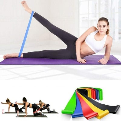 Picture of 5 Levels Resistance Bands Fitness Expander Natural Latex Sport Workout Rubber Elasitc Band for Fitness Home (Multi-Color)