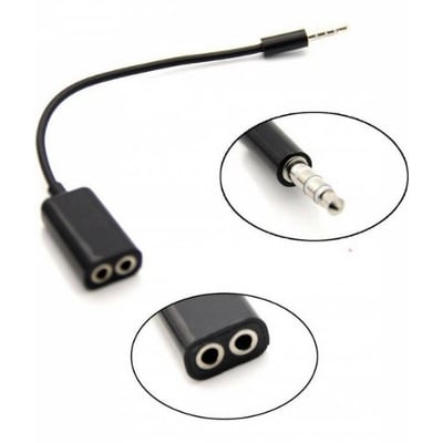 Picture of 3.5Mm Stereo Audio Male To 2 X 3.5Mm Female Earphone Splitter Cable Adapter - Black
