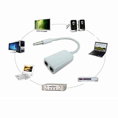 Picture of 3.5mm Jack Headphone Audio Cable 1 Male to 2 Female Stereo Audio Y Splitter Adapter - White