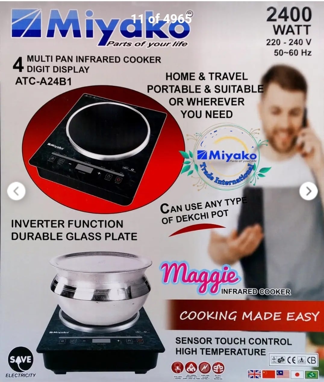 Picture of Miyako 2400 Watt Multi Pan Infrared cooker ATC-A24B1 Digital Infrared Cooker Smokeless And Energy Saving High Temperature Durable Glass Plate ATC-A24B1
