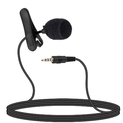 Picture of Mini Singing and Recording 3.5mm Mic Lavalier Lapel Microphone with Long Cable for Voice Chat, Video Conferencing, Singing & Recording - Black