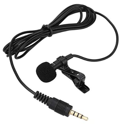 Picture of Mini Singing and Recording 3.5mm Mic Lavalier Lapel Microphone with Long Cable for Voice Chat, Video Conferencing, Singing & Recording - Black
