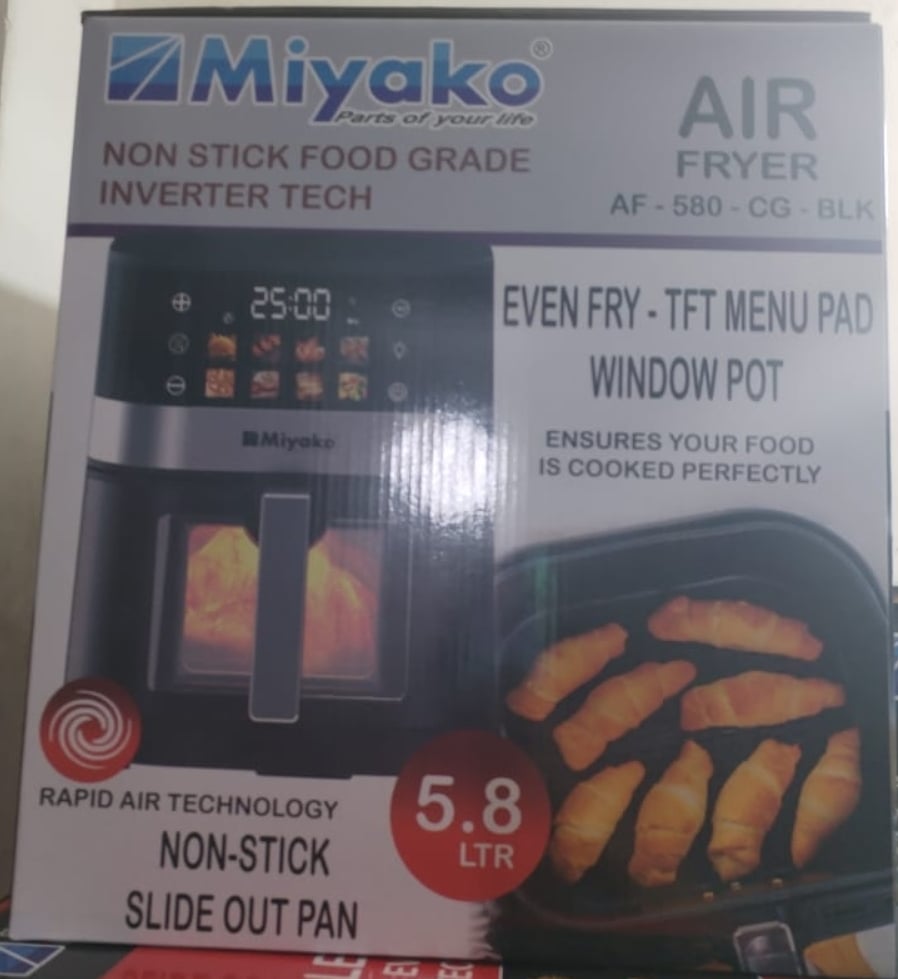 Picture of Miyako 5.8L Air Fryer 580 CG Air Fryer Healthy Cooking Without Oil Fast Cooking Prepare Meal Instantly for Urban Modern Lifestyle Multicolor