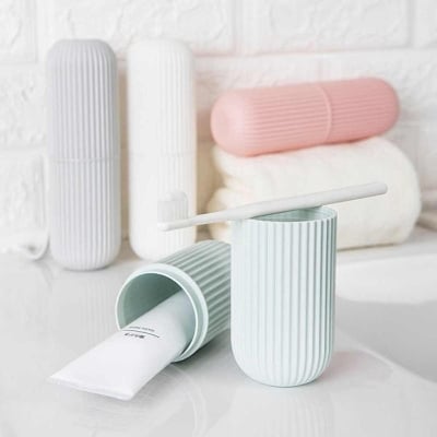 Picture of 1pcs Portable cup travel Wheat Straw Toothbrush Case Cover Toothpaste Holder - Sky