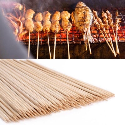 Picture of Eco-friendly Bamboo Skewers Barbecue Wood Sticks for Outdoor Picnic BBQ Forks Food Meat Sticks BBQ Tools 100Pcs 25cm 10 inch