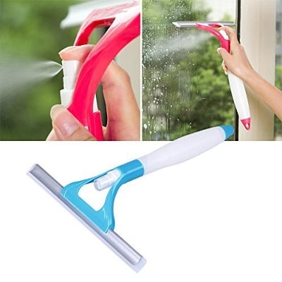 Picture of Double Side Foldable Cleaning Brush Squeeze Water Spray Glass Wall Kitchen Bathroom Wiper Tool (Multi-Color)