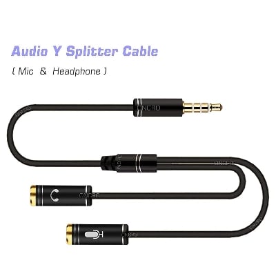 Picture of 1 Male to 2 Female 3.5mm Headphone Audio Y Splitter Cable - Black