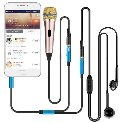 Picture of Headset Adapter Headphone Mic Y Splitter Cable - Blue