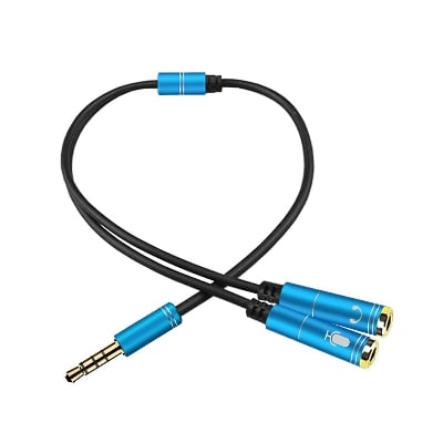 Picture of 3.5MM Headphone & Mic Audio Splitter Jack for All Devices - Blue