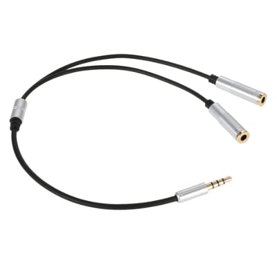 Picture of Audio Cable Jack 3.5mm Male to 2 Female Earphone Extension Cable Microphone Headphone Splitter Adapter for Device - Silver