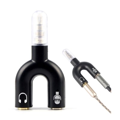 Picture of 3.5mm Audio Jack to Headphone Microphone Splitter Converter Adaptor Cable - Black