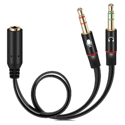 Picture of 3.5mm Jack Headphone Earphone Audio Mic Y Splitter Cable for Pc Laptop - Black