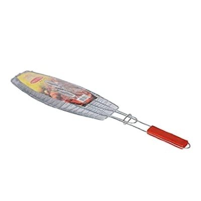 Picture of Kitchen Non-stick BBQ Portable Fish Clip BBQ Grill Basket Stainless Steel BBQ Fish Clip Net Outdoor Camping Tools - Silver