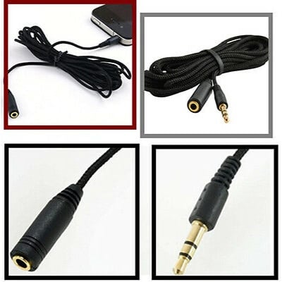 Picture of 3.5mm Jack Male to Female AUX Cable - Black