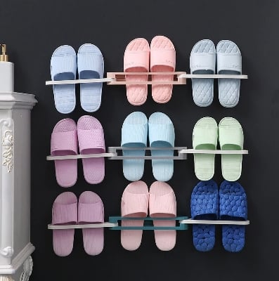 Picture of 1Pcs New Products Holds 3 Pairs Shoes Plastic Foldable Rotary Slipper Racks For Wall Mounted Hanging Rotating Shoe Rack
