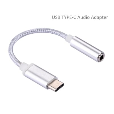 Picture of USB-C to 3.5 Audio Jack Male Female Adapter - White