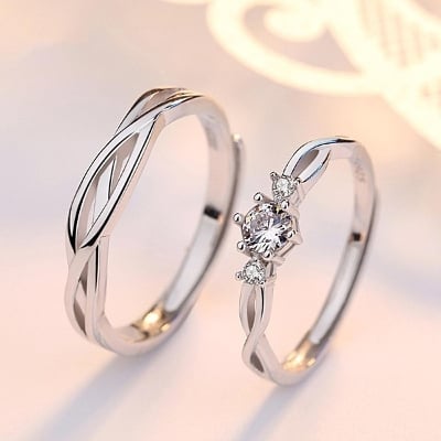 Picture of Couple Silver Ring Plated Platinum Pair Of Men and Women(Null) - Silver