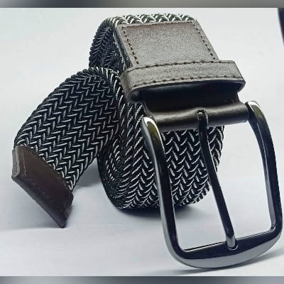Picture of Stitch Long Lasting Export Quality Metal Buckle Exclusive Fabric Casual Belt For Men - Black