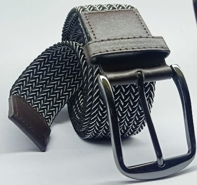 Picture of Stitch Long Lasting Export Quality Metal Buckle Exclusive Fabric Casual Belt For Men - Black