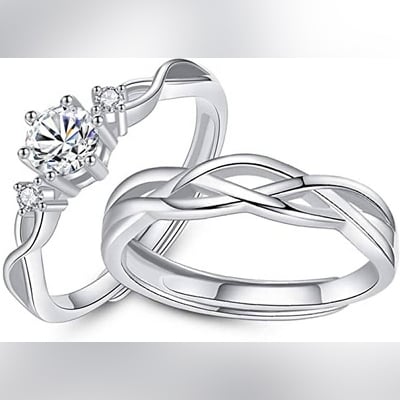 Picture of Couple Rings for Men And Women Jewelry Unisex Wedding Bands Rings - Silver